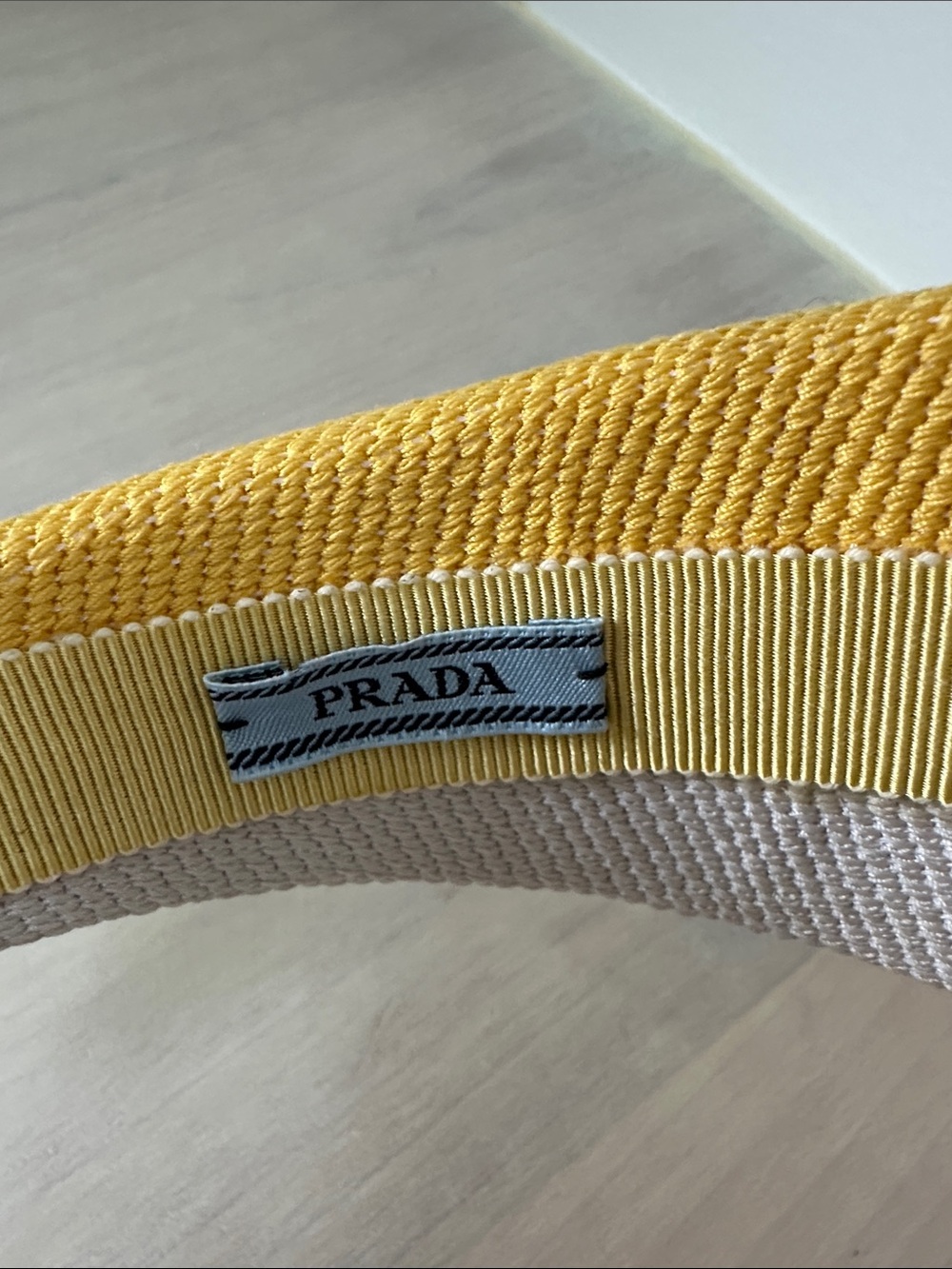AUTHENTIC Prada Yellow & White Embroidered Logo Padded Headband - Bold Logo - Picture 2 of 6